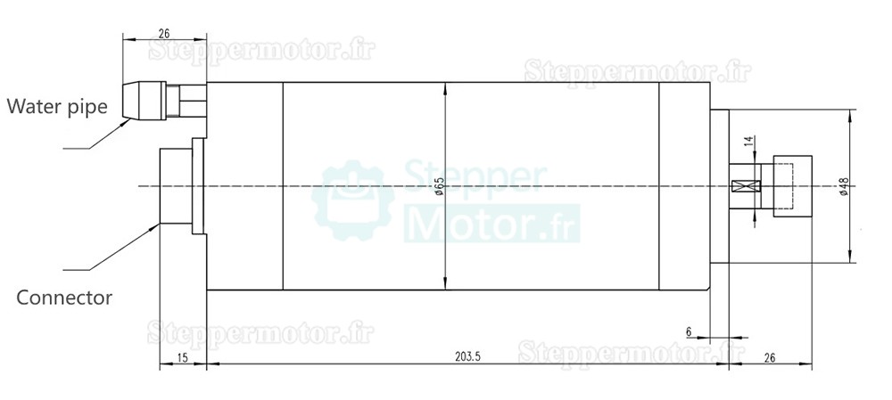 Moteur de broche CNC refroidi par eau JGD-65C-0,8 kW 110 V/220 V 0,8 kW 24&nbsp;000 tr/min Pince ER11 400 Hz